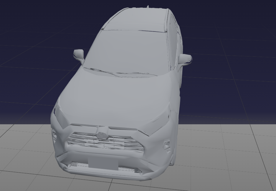 Vista frontal del modelo 3D de alta fidelidad del vehículo